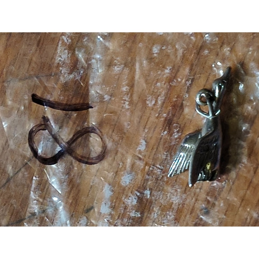 flying duck charm pendant goose bird Silver vintage 925